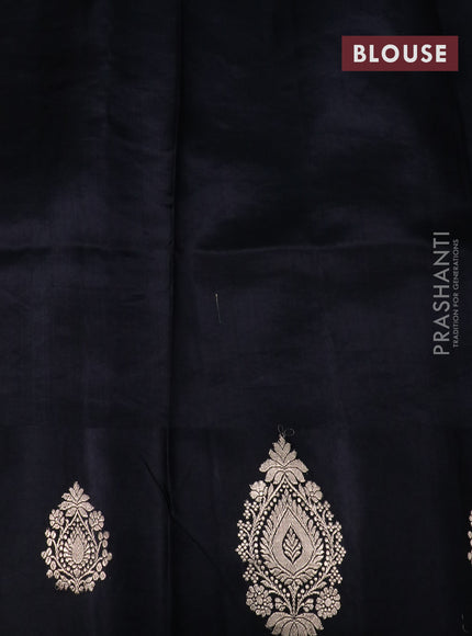 Banarasi poona silk saree black with allover zari woven buttas and zari woven butta border