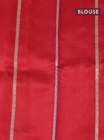 Banarasi poona silk saree red with silver & gold zari woven buttas and zari woven butta border