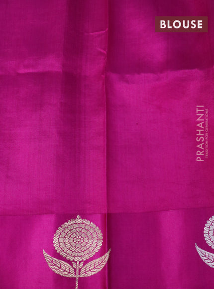 Banarasi poona silk saree magenta pink with silver & gold zari woven floral buttas and zari woven butta border