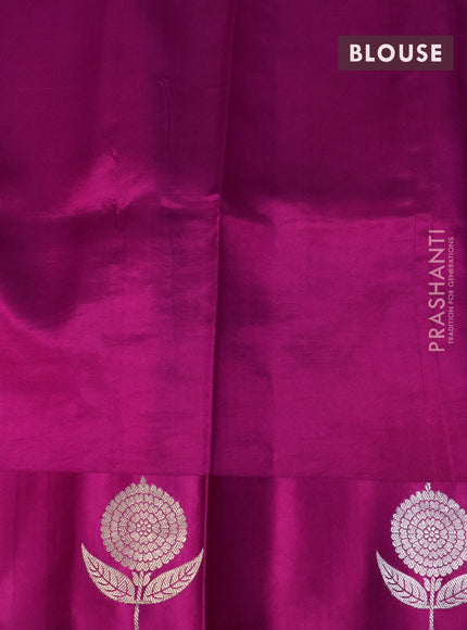 Banarasi poona silk saree pink with silver & gold zari woven floral buttas and zari woven butta border