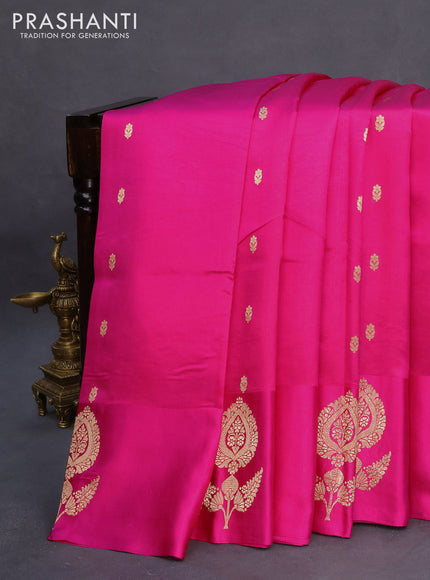 Banarasi poona silk saree pink with allover zari woven buttas and zari woven butta border