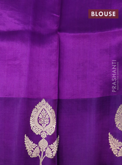 Banarasi poona silk saree deep violet with allover zari woven buttas and zari woven butta border