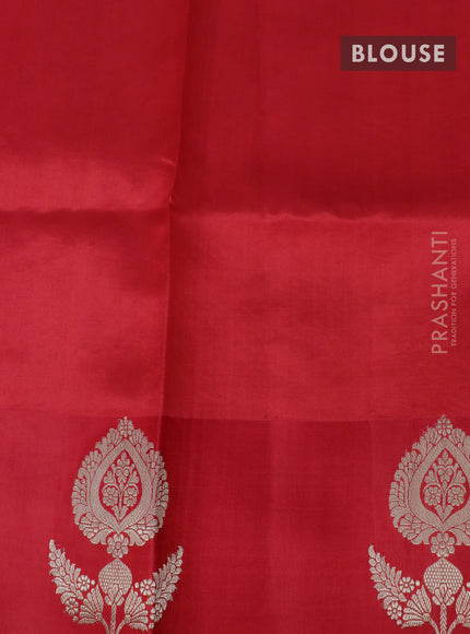 Banarasi poona silk saree red with allover zari woven buttas and zari woven butta border