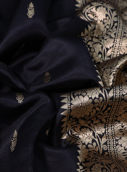 Banarasi poona silk saree black with allover zari woven buttas and zari woven butta border