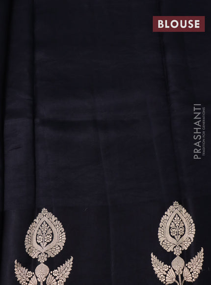 Banarasi poona silk saree black with allover zari woven buttas and zari woven butta border