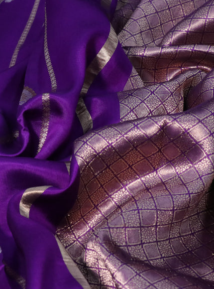 Banarasi poona silk saree violet with allover zari weaves & buttas and zari woven simple border