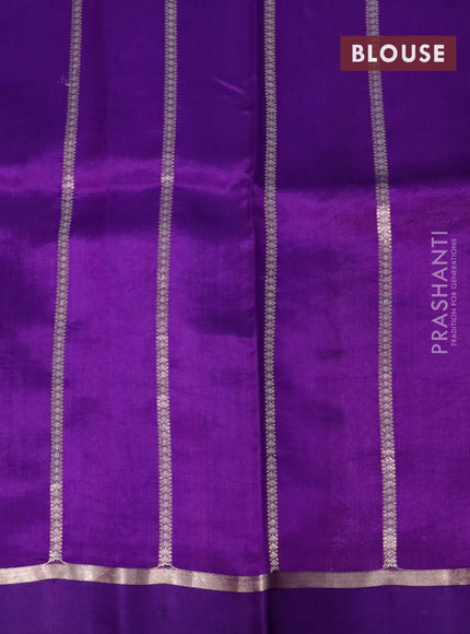 Banarasi poona silk saree violet with allover zari weaves & buttas and zari woven simple border