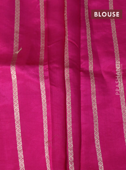 Banarasi poona silk saree pink with thread & zari woven buttas in borderless style