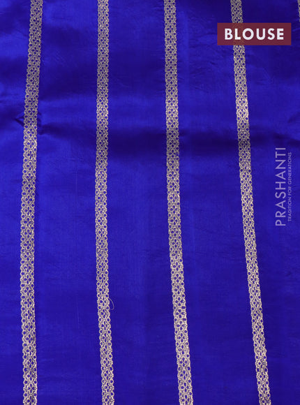 Banarasi poona silk saree royal blue with thread & zari woven buttas in borderless style