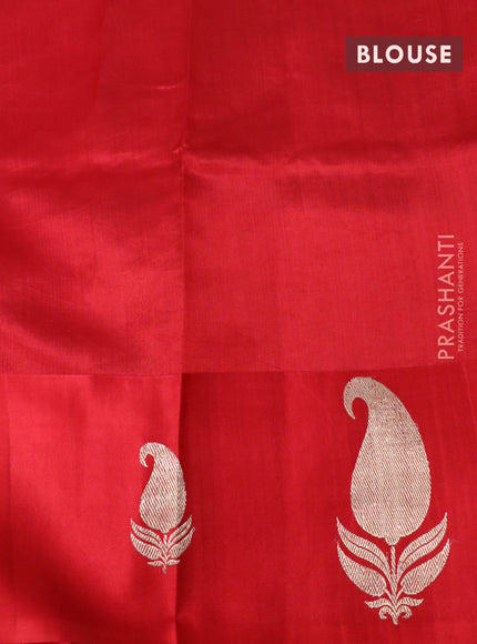 Banarasi poona silk saree red with allover zari woven buttas and paisley zari woven butta border