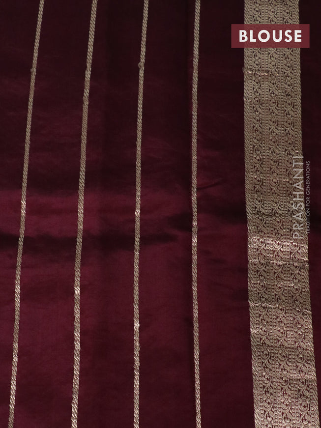 Banarasi poona silk saree deep maroon with silver & gold zari woven buttas and silver & gold zari woven butta border