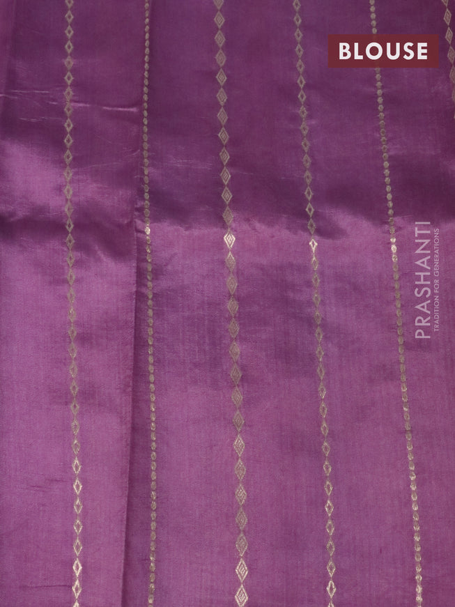 Banarasi poona silk saree pastel purple with paisley zari woven buttas in borderless style