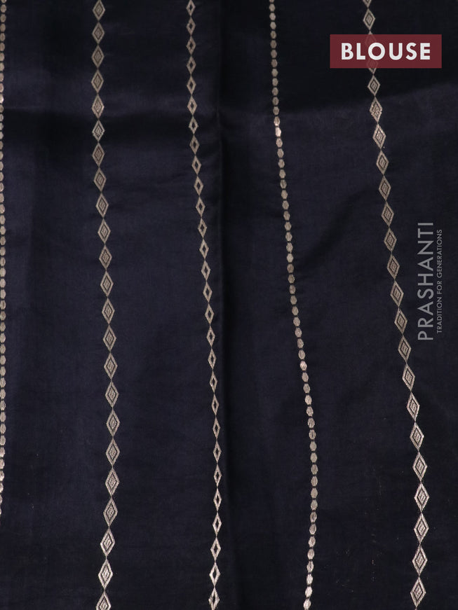 Banarasi poona silk saree black with paisley zari woven buttas in borderless style