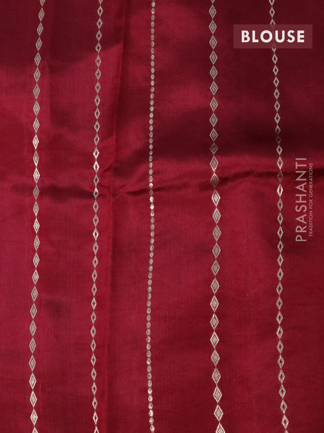 Banarasi poona silk saree maroon with paisley zari woven buttas in borderless style