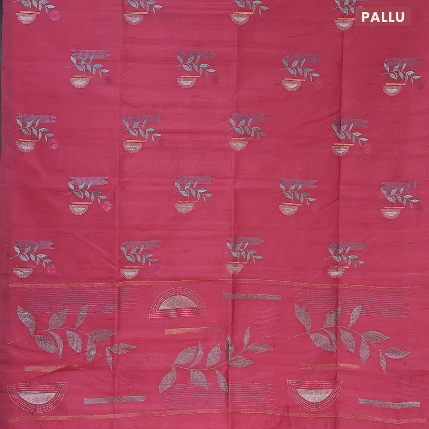 Semi raw silk saree peach pink with embroidery work buttas in borderless style