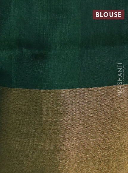 Pure uppada silk saree cream and green with silver & gold zari woven paisley buttas and zari woven border