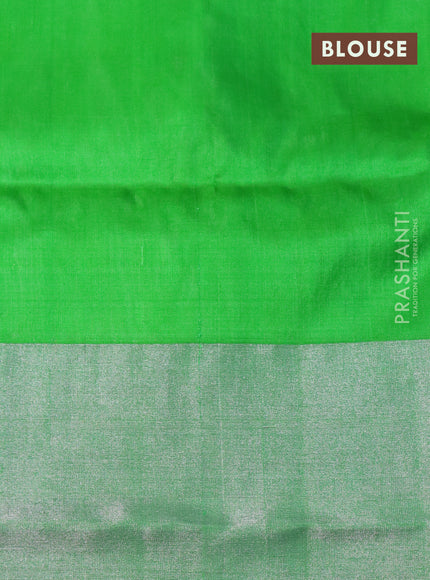 Pure uppada silk saree green with silver zari woven buttas and long silver zari woven border