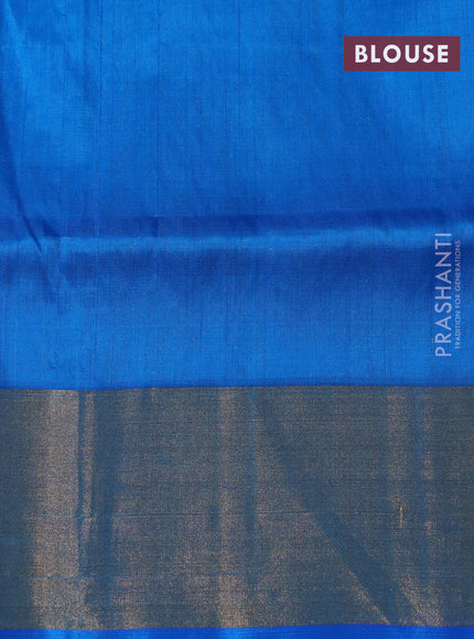 Pure uppada silk saree dual shade of bluish yellow and cs blue with allover zari woven buttas and long zari woven border