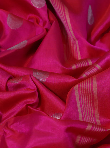 Pure uppada silk saree pink and light pink with silver zari woven coin buttas and silver zari woven border