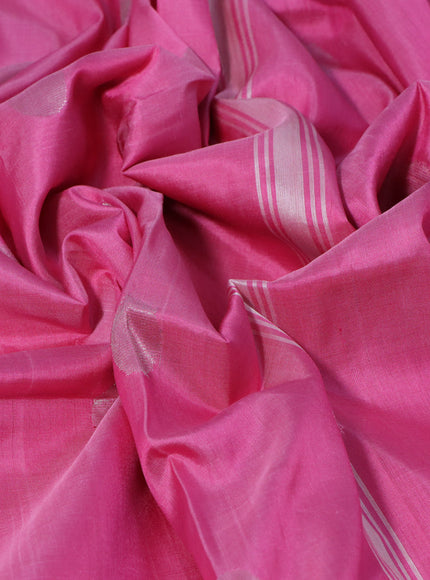 Pure uppada silk saree pink with silver zari woven coin buttas and silver zari woven border