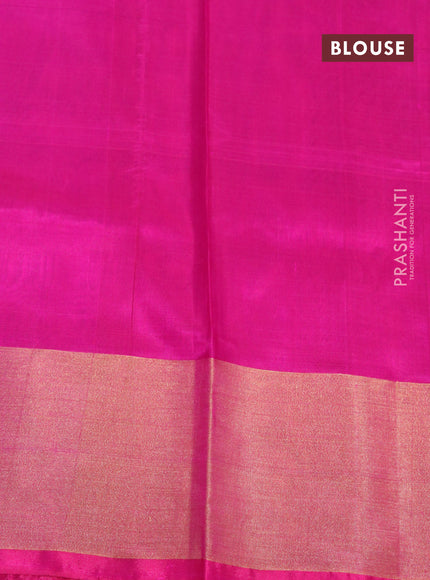 Pure uppada silk saree blue and pink with floral jamdhani buttas and zari woven border