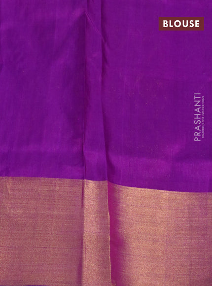 Pure uppada silk saree dual shade of blue and purple with silver & gold zari weaves and zari woven border