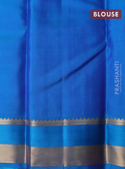 Pure kanchipuram silk saree pink and cs blue with zari woven buttas and rettapet zari woven border