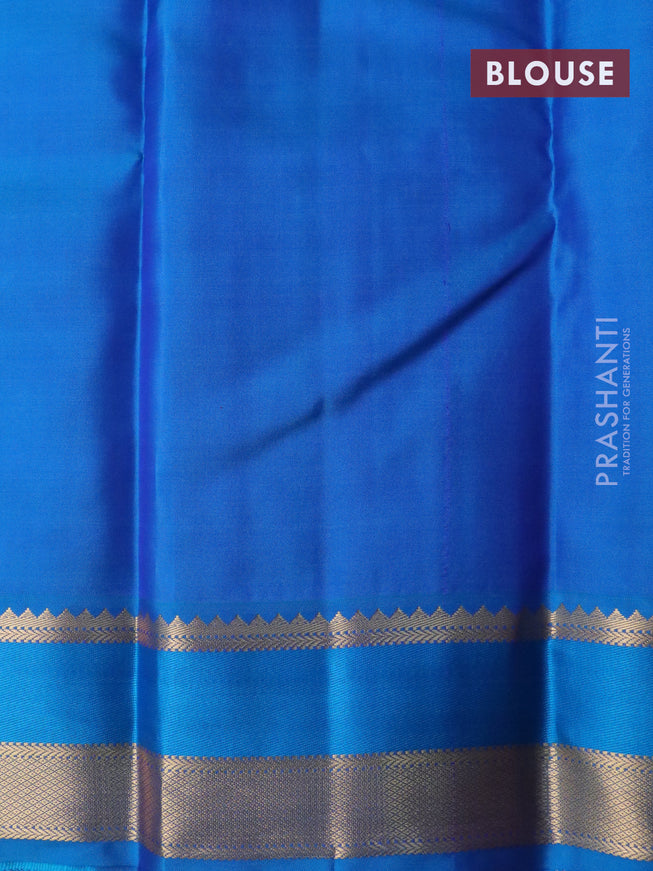 Pure kanchipuram silk saree pink and cs blue with zari woven buttas and rettapet zari woven border