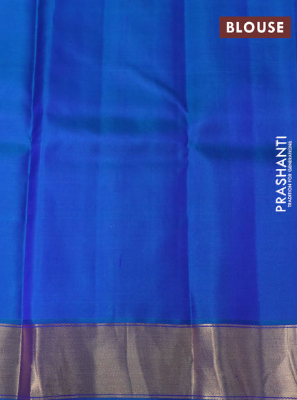 Pure kanchipuram silk saree pink and dual shade of blue with annam zari woven buttas and zari woven border