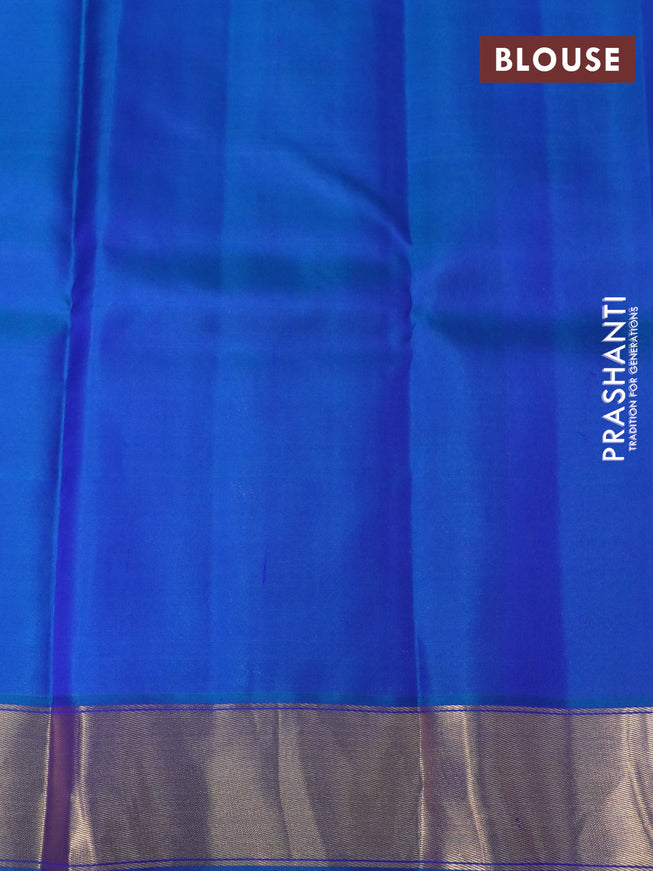 Pure kanchipuram silk saree pink and dual shade of blue with annam zari woven buttas and zari woven border