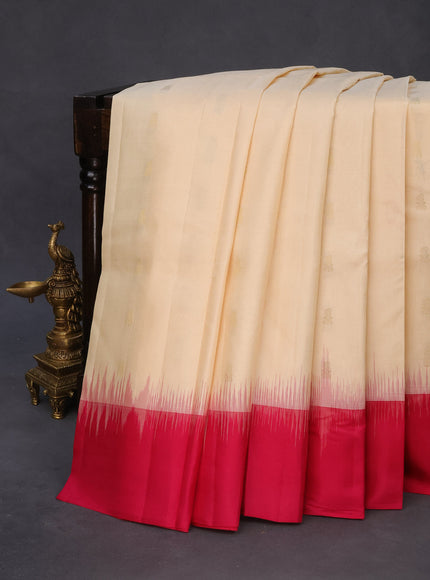 Pure kanchipuram silk saree cream with zari woven buttas and ganga jamuna border