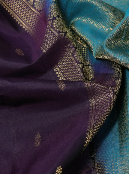 Pure kanchipuram silk saree wine shade and teal green shade with allover zari weaves & buttas and zari woven border