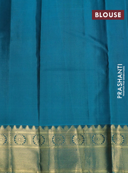 Pure kanchipuram silk saree wine shade and teal green shade with allover zari weaves & buttas and zari woven border