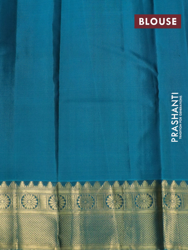 Pure kanchipuram silk saree wine shade and teal green shade with allover zari weaves & buttas and zari woven border