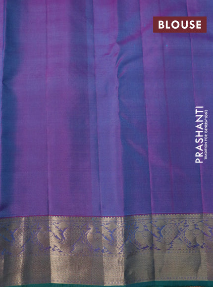 Pure kanchipuram silk saree light blue and green with zari woven buttas and zari woven border