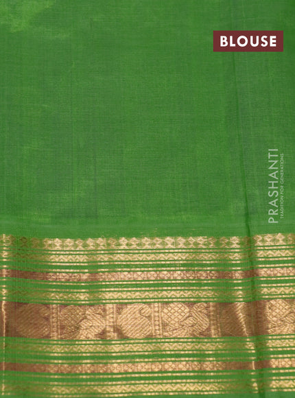 Silk cotton saree blue and green with annam & paisley zari woven buttas and zari woven korvai border