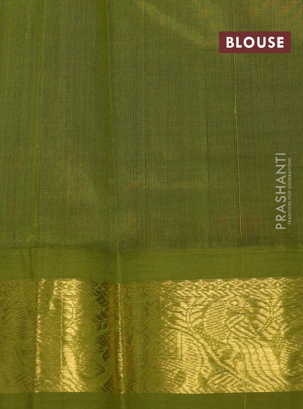 Silk cotton saree maroon and light green with annam zari woven buttas and zari woven korvai border