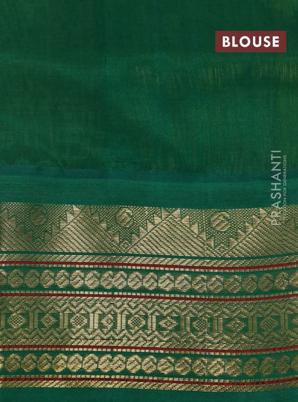 Silk cotton saree lime yellow and green with plain body and zari woven korvai border