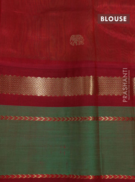 Silk cotton saree lime green and maroon with plain body and zari woven butta border