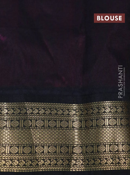 Kuppadam silk cotton saree dark pink and black with plain body and zari woven border