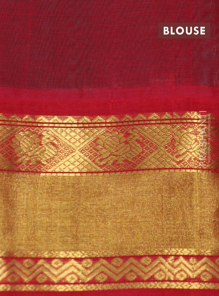 Kuppadam silk cotton saree teal green and red with annam zari woven buttas and zari woven border