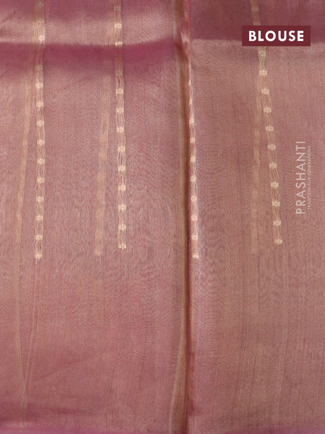 Banarasi tissue silk saree pink shade with allover zari weaves and zari woven butta border