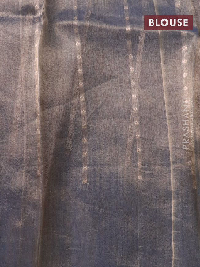 Banarasi tissue silk saree blue shade with allover zari weaves and zari woven butta border