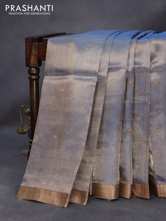 Banarasi tissue silk saree pastel grey with zari woven buttas and zari woven border