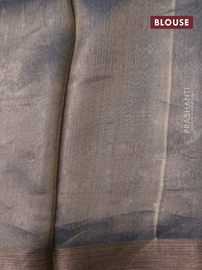 Banarasi tissue silk saree pastel grey with zari woven buttas and zari woven border