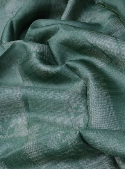 Pure tussar silk saree pastel green with allover prints in borderless style