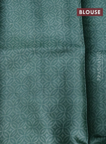 Pure tussar silk saree pastel green with allover prints in borderless style