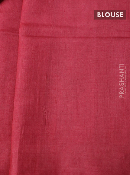 Pure tussar silk saree maroon and sandal maroon with allover stripe prints and paisley printed border