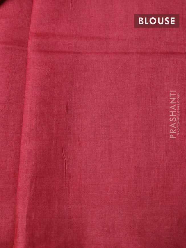 Pure tussar silk saree maroon and sandal maroon with allover stripe prints and paisley printed border