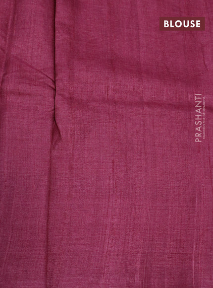 Pure tussar silk saree maroon with allover prints and printed border